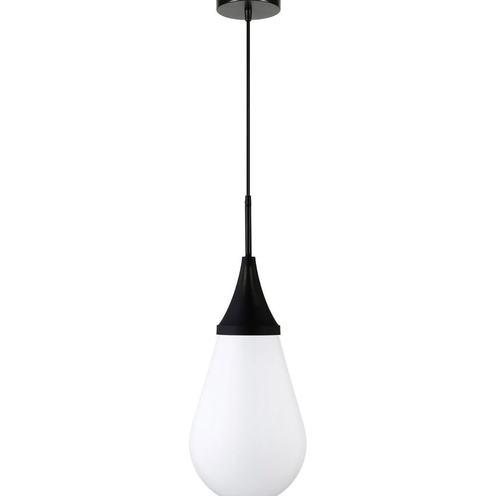 Pendant Lamp Brushed Brass Finish Milk White Glass Teardrop Shade Set of 2 NEW‎